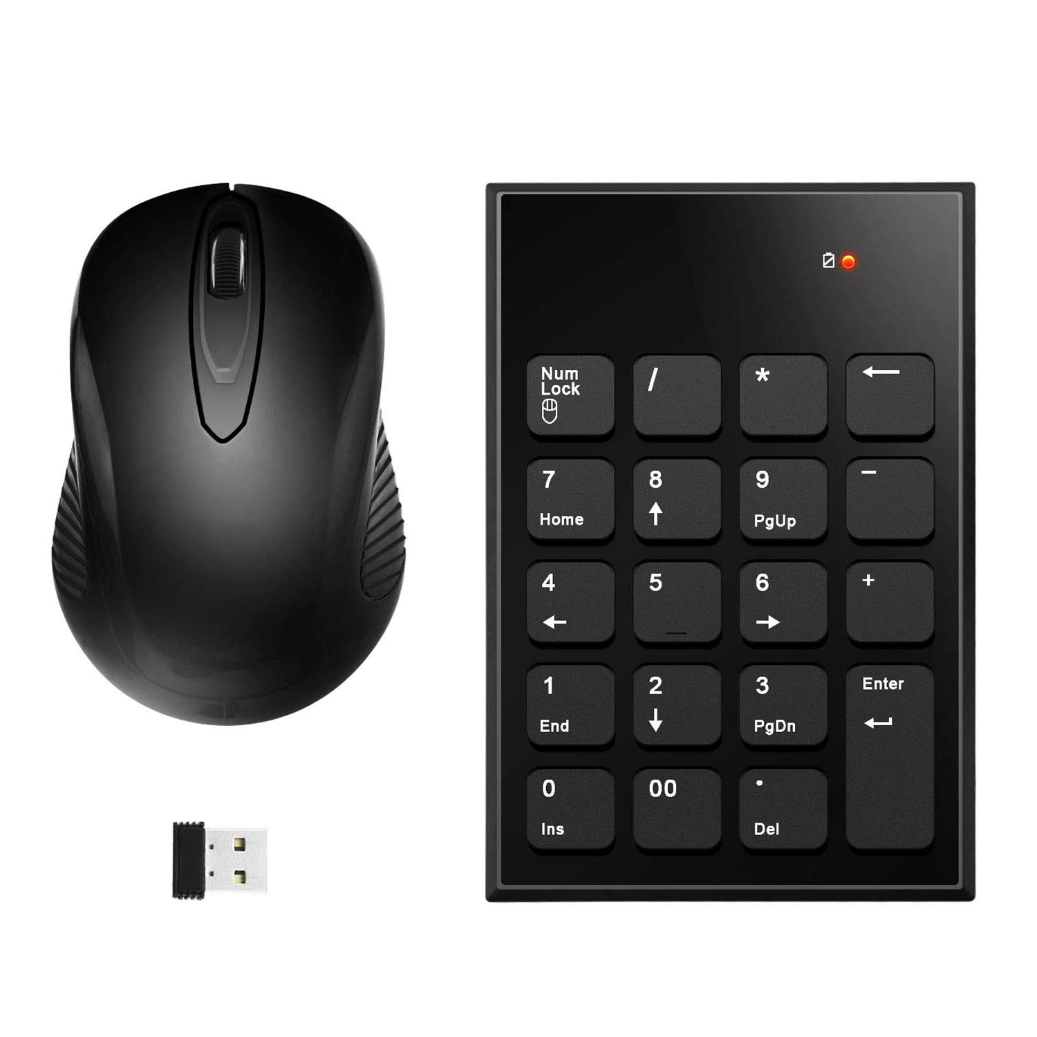 

Rytaki Wireless Numeric Keypad and Mouse Set with USB Receiver, 2.4G Mini USB Numeric Keyboard and Mouse Set, compatible with laptops, desktops, and