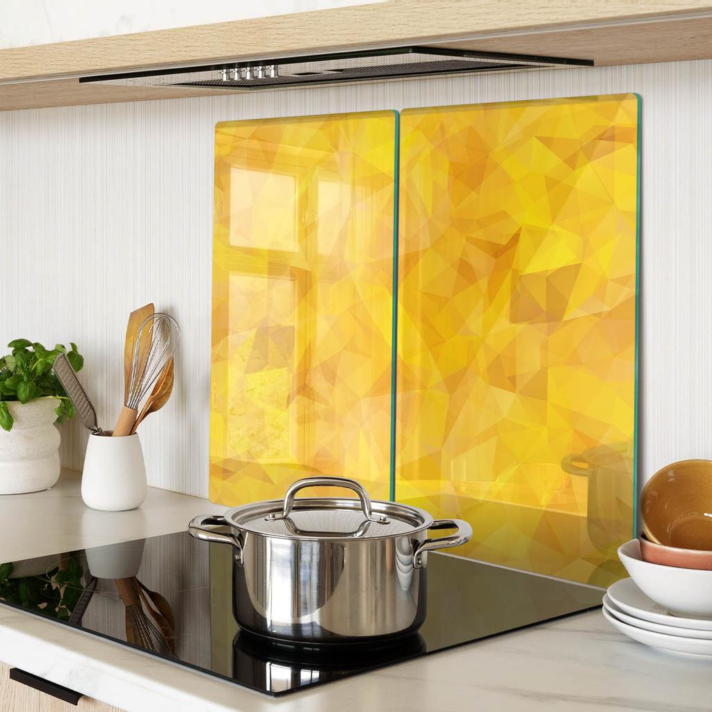 Durable And Stylish Glass Boards With Abstract Triangles Pattern 2X30X52 Cm