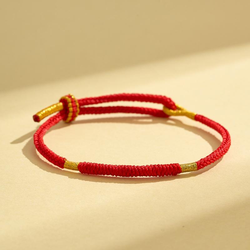 2026 Year of the Dragon Red String Bracelet with Vajra Knot - Handmade Amulet for Men and Women
