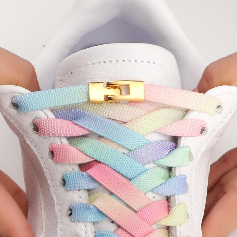 No Tie Shoe Laces Metals Croos Locks Elastic Shoelaces for Sneakers Fashion Convenient Lazy Shoes Lace Accessories 1 Pair