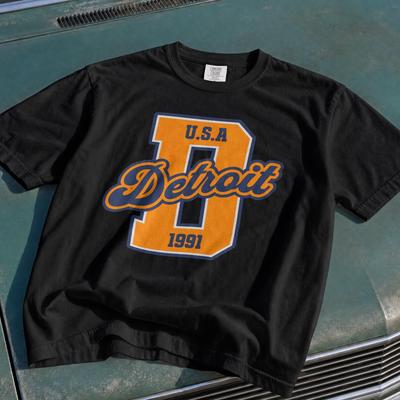 Vintage Detroit T-Shirt, Retro Varsity Graphic Tee, Comfort Colors Tshirt, Collegiate Top, 1991 Athletic Michigan City Gift