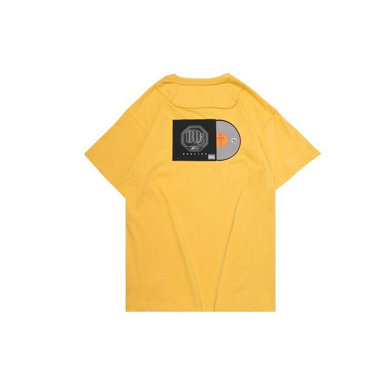 Li-Ning Badfive Basketball Series Record Pattern Short Sleeve T-Shirt Men Tops Milk-Candy-Yellow AHSQ307-3