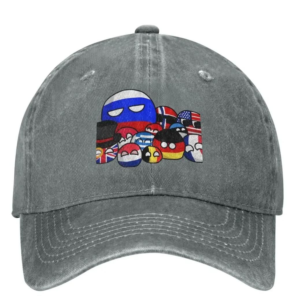 CountryBalls Džínová Baseballová Čepice Venkovní Sport Hip Hop Táta Klobouky Jaro Ženy Unisex yk Retro Ochrana proti Slunci Snapback Čepice