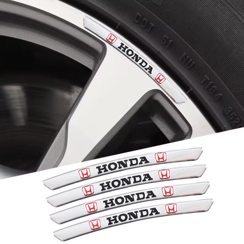 Car Accessories Decora Decal Wheel Hub Aluminum Alloy Stickers For Honda Civic Fit Jazz Accord Pilot CRV Odyssey Passport City