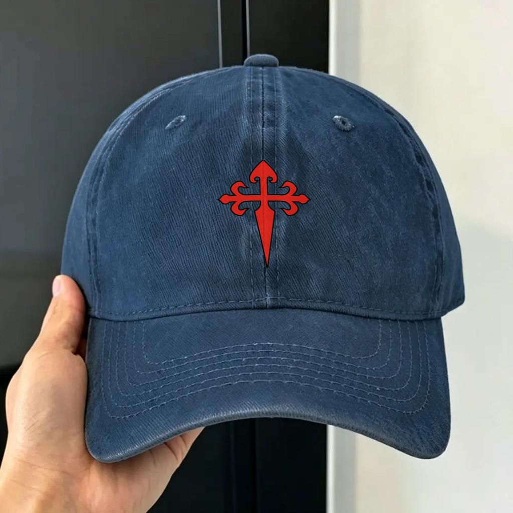 Cross Of Saint James Sun Baseball Cap Vintage Couple Women Washed Trucker Hat Sunscreen Print Outdoor Sports Baseball Caps Gift
