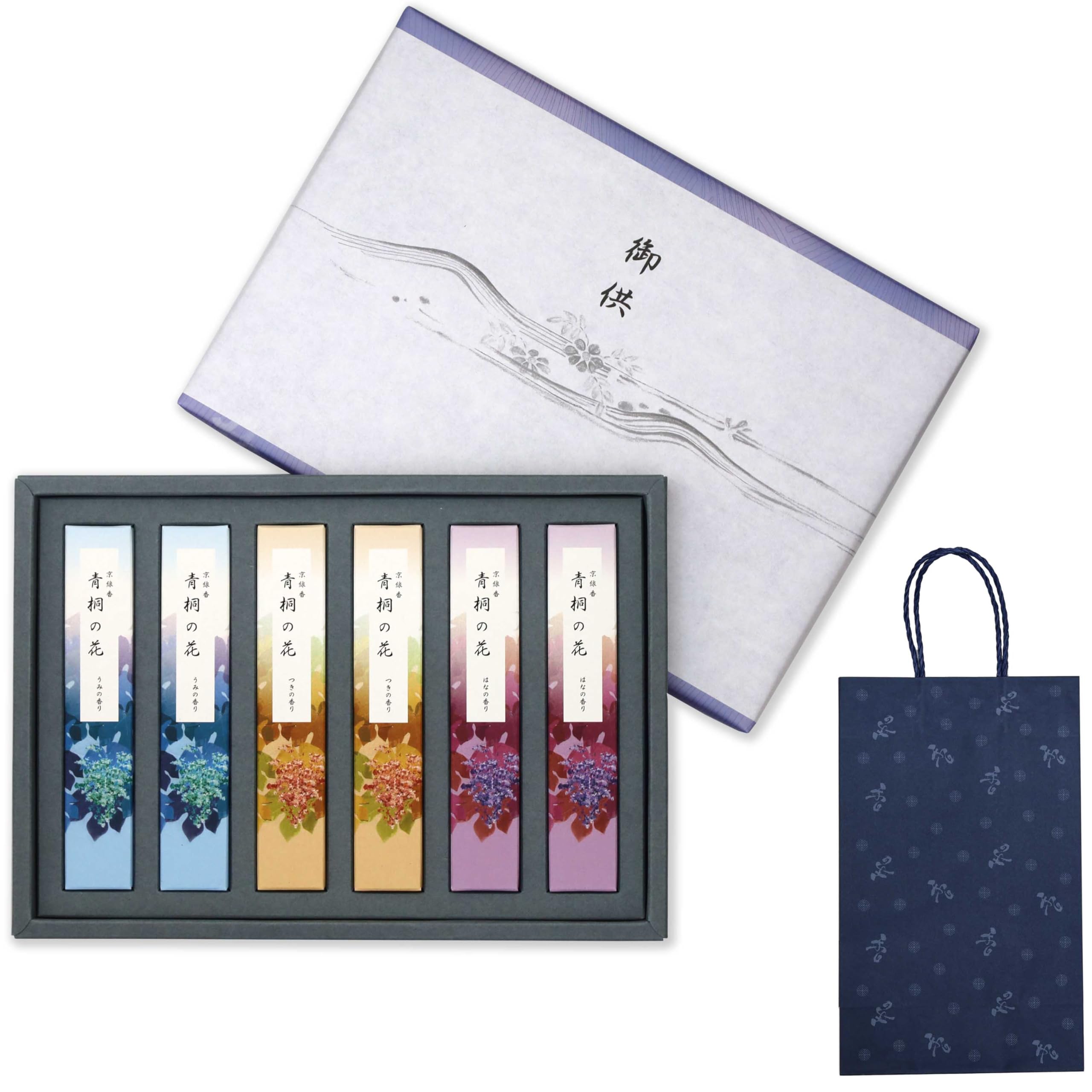 

Sympathy Incense Gift [Blue Paulownia Flower, 3 Varieties, Sandalwood, with Outer Wrapping and Carry Bag] Made in Japan, Low Smoke, Gift Incense,