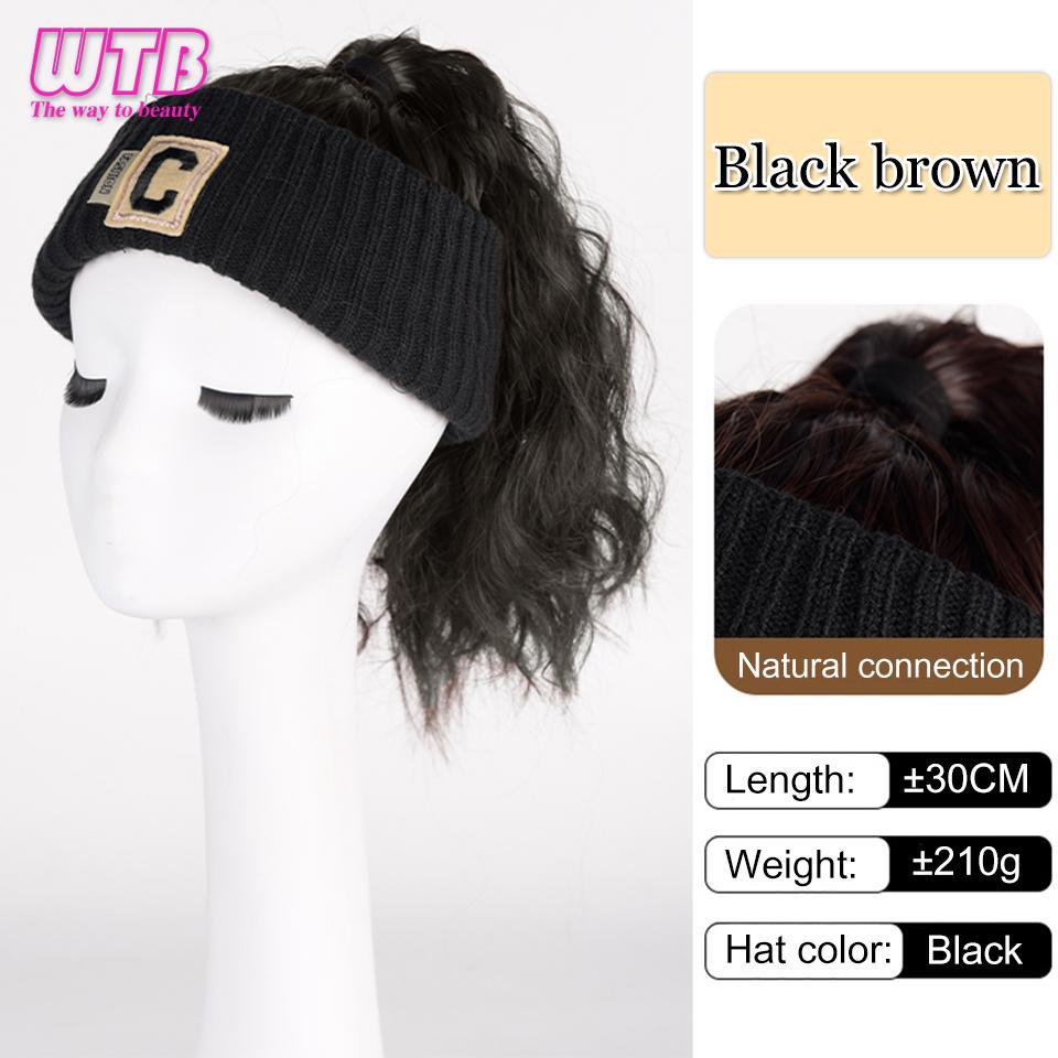 

WTB Синтетична перука Капелюх Жіноча суцільна модна осінньо-зимова стрічка для волосся Перука Пустий циліндр Кучерявий хвіст Натуральна пухнаста перука