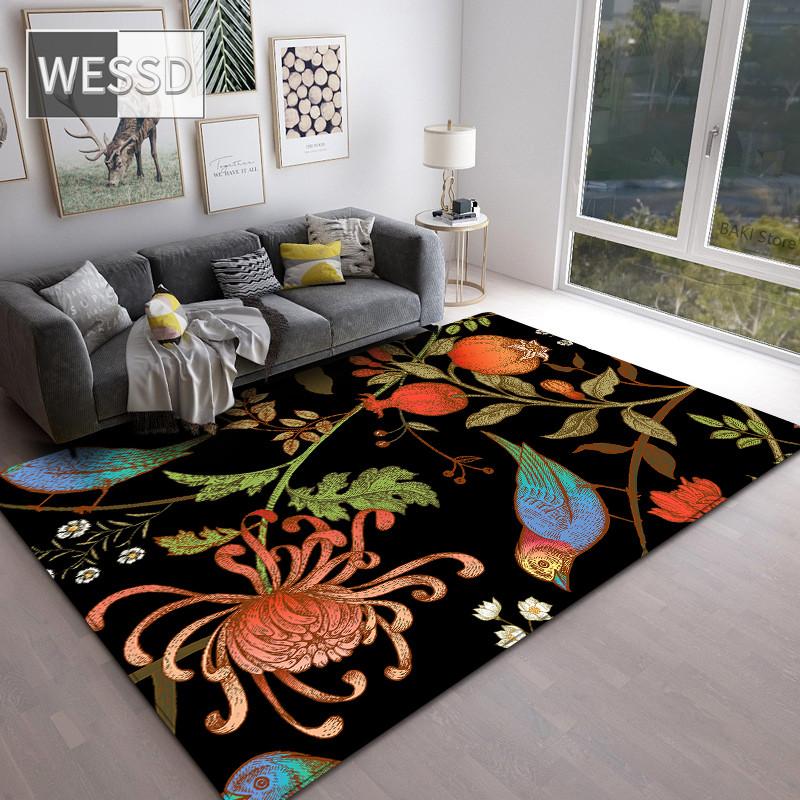 

Классический черный цветочный ковер в европейском стиле для роскошной спальни и гостиной 160x200cm 1pcs