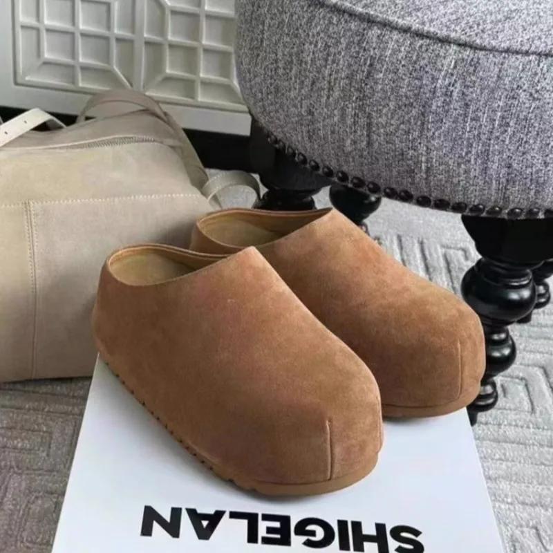 Fashion Shoes Woman 2024 Round Toe Clogs Platform Slip-on All-Match New Summer Creepers Slip On Comfortable Concise Slipper Slides