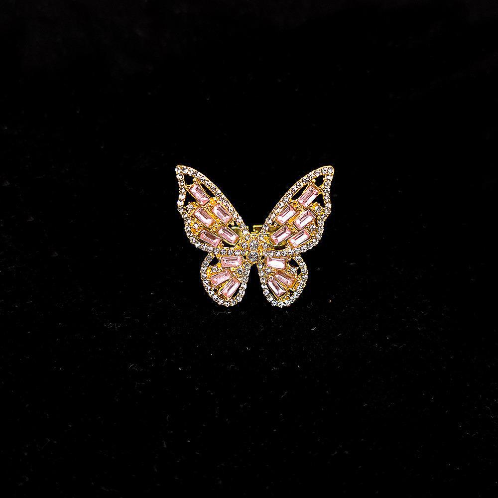 Sparkling Diamond Open Butterfly Ring - Elegant Women's Jewelry