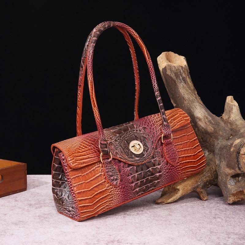 Handbag Shoulder Bag Vintage Tote Bag Underarm Bag Baguette Bag Alligator Print Bag for Women