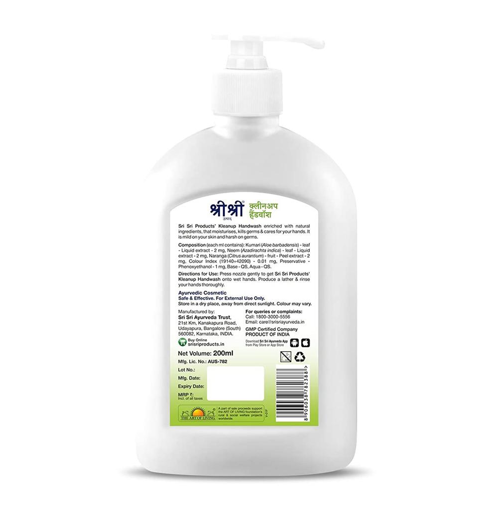 Flüssigseife mit Aloe Vera, Neem und Pommern (200 ml), Kleanup Handwäsche Sri Sri Tattva