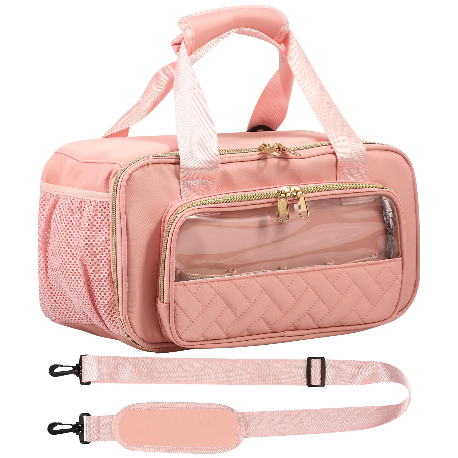 

Marker Organizer Case Large Capacity Art Supply Storage Bag with Dividers & Easy Cleaning Liners for Art Class Outdoor Painting рожевий