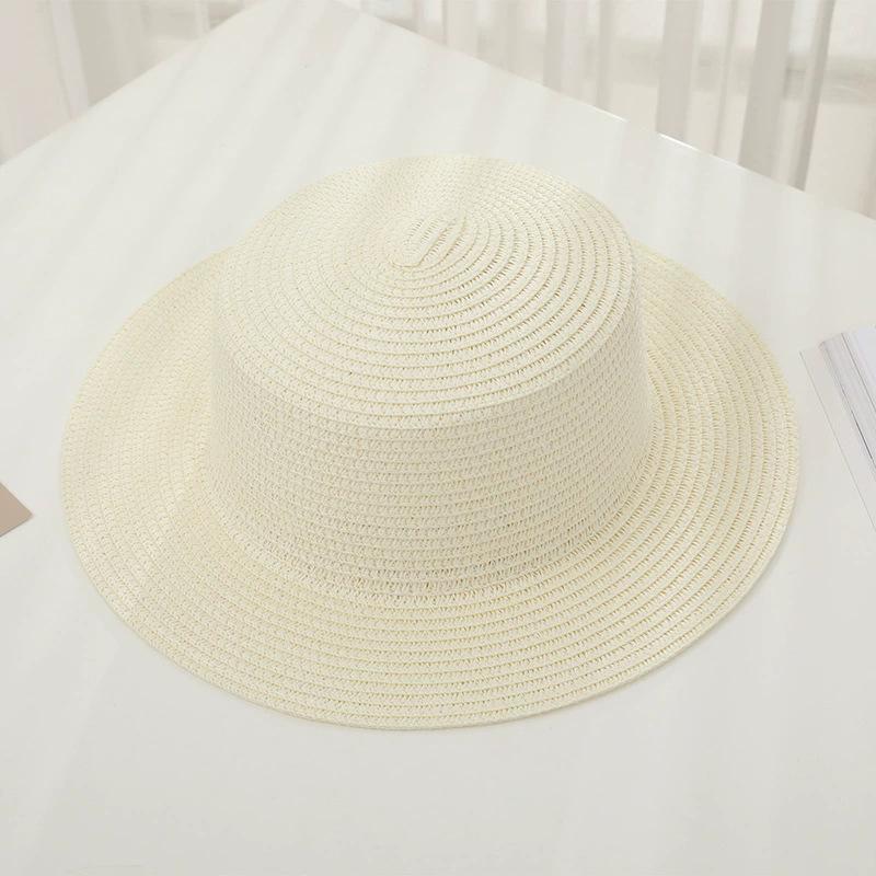 New Women's Summer UV Protection Sweet Ribbon Seaside Vacation Sunshade Bucket Hat Bow Large Brim Straw Hat