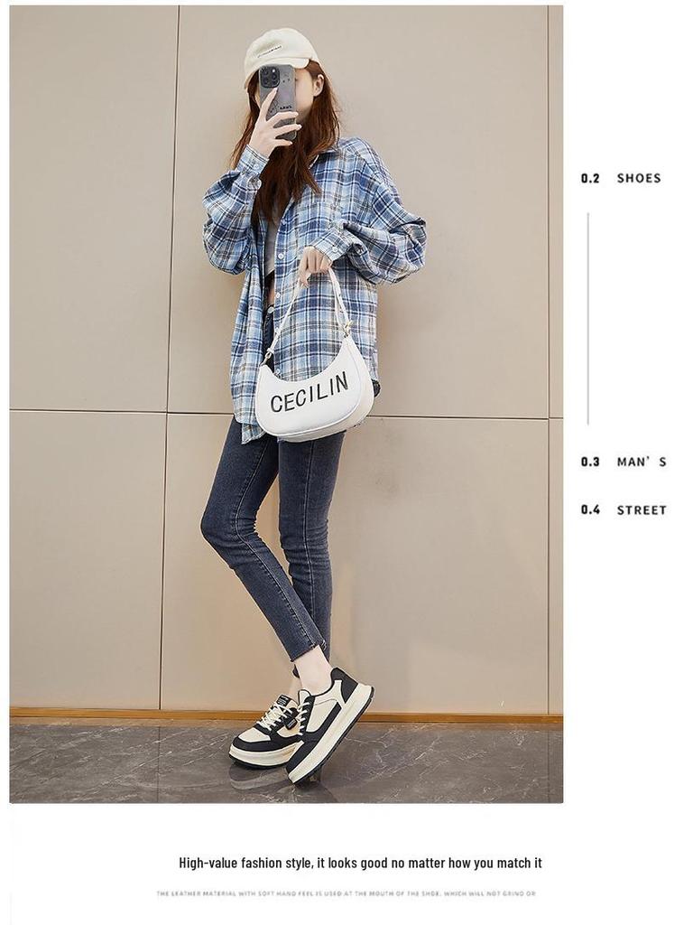 2025 Spring White Korean Style Women's Height-Boost Sneakers Q5615