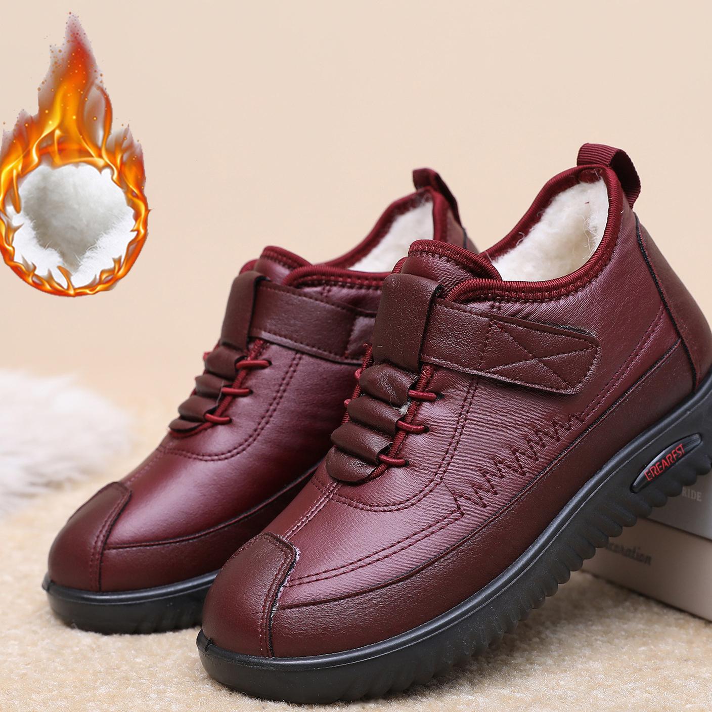 

Женские зимние теплые ботинки для снега, легкие ботильоны с подкладкой из искусственного меха, повседневные нескользящие водонепроницаемые короткие ботинки с подкладкой из флиса, обувь для женщин 41 красный