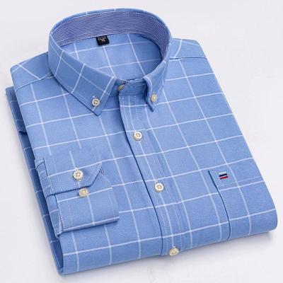 Camicia da Uomo in Cotone Oxford di Alta Qualità a Maniche Corte per l'Estate Comfort Traspirante Classica Tinta Unita a Quadri Business Tempo Libero