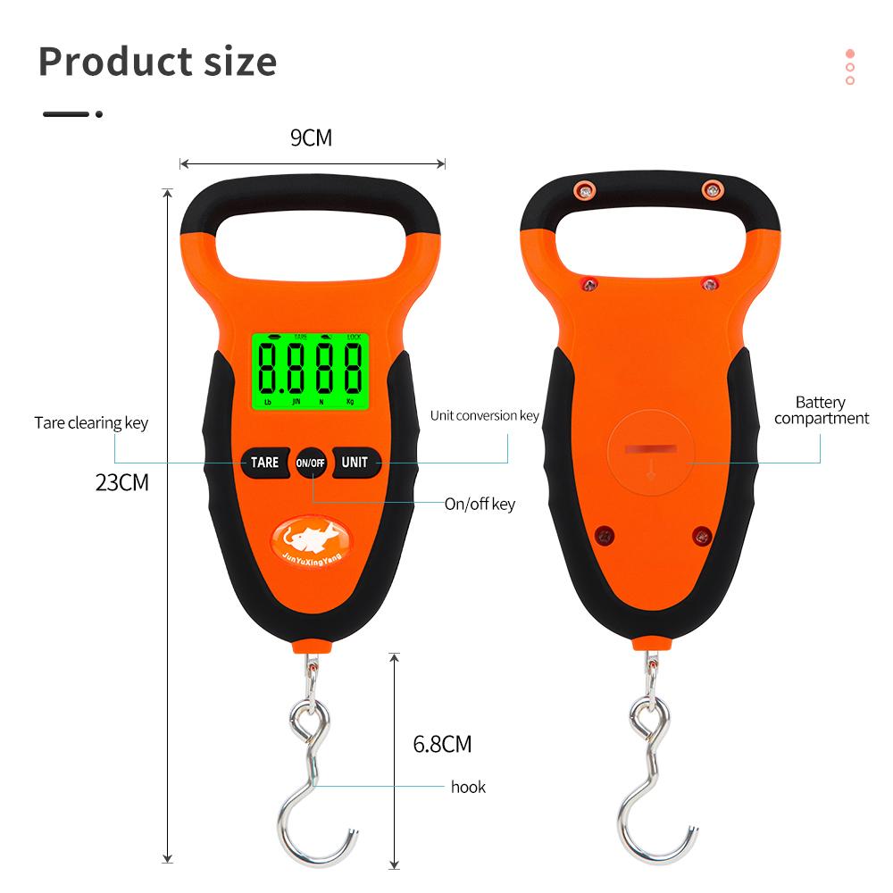 For Fishing Luggage - 50KG/10g Water-Resistant Fish Hook Weighing Portable Hanging Scale Digital Hook Scale Lb/KG/JIN/N Handle Weighing