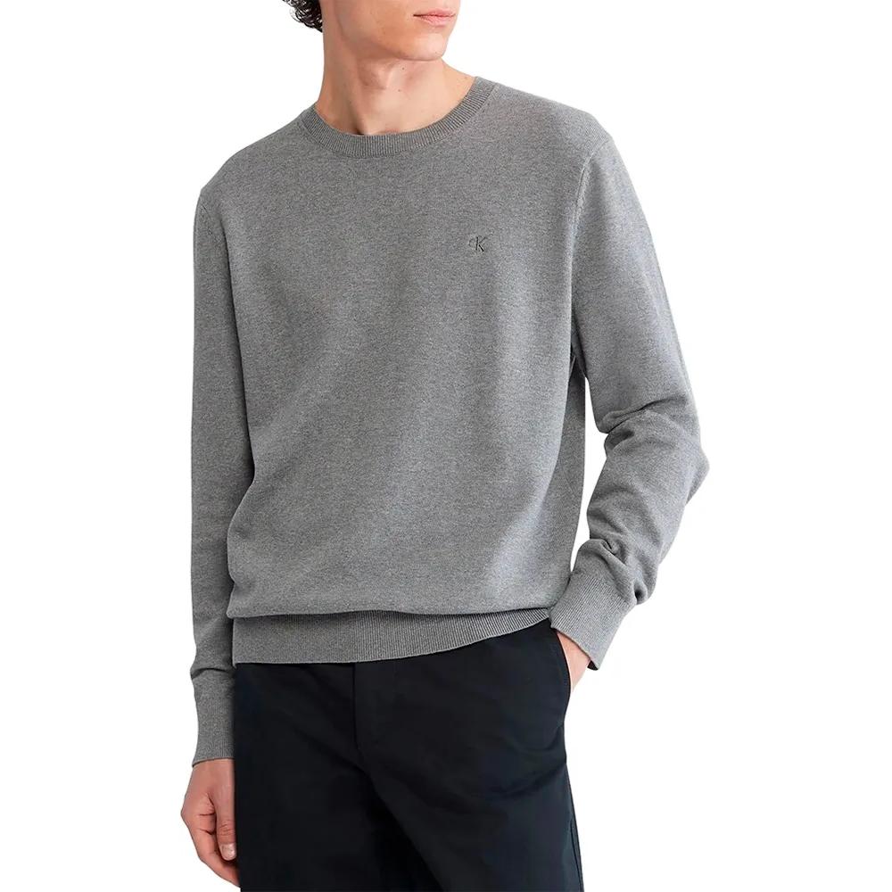 Calvin Klein Solid Color Pullover Round Neck Long Sleeve Knit Sweater Men sweater Gray 40LM300-030 M