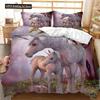 Unicorn Beding Set 3D Print White Horse Soft Duvet Cover Set Pink Background King Quen Ful Twin Sized Dimensions For Children Kids Ten Warm Comforter