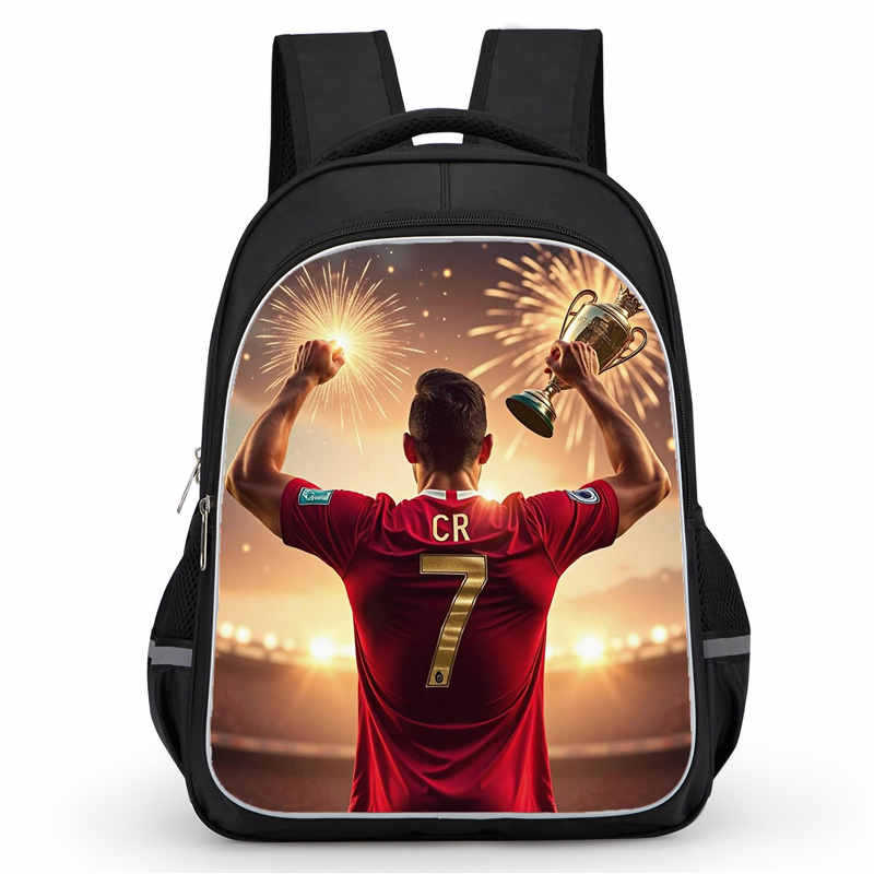 Cr7 Rucksack Hochauflösender Druck Große Kapazität Multifunktion Reißverschluss Oxford Rückenschutz Leichter Rucksack