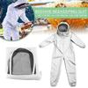 Beekeeping Suits White Space Suit - One-Piece Beekeeper Jacket &Pants Set  and Sheepskin Gloves Heavy-Duty Protective Beekeeping