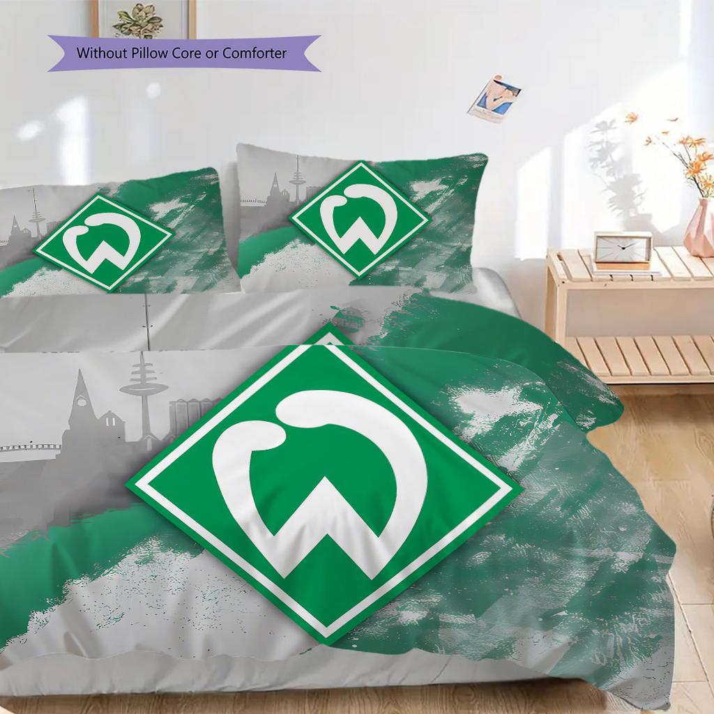 SV Werder Bremen Patroon Beddengoed Dekbed Set Dekbedovertrek Kussensloop Huisdecoratie Verjaardagscadeau (1 dekbedovertrek + 2 kussenslopen, zonder binnenkussen)
