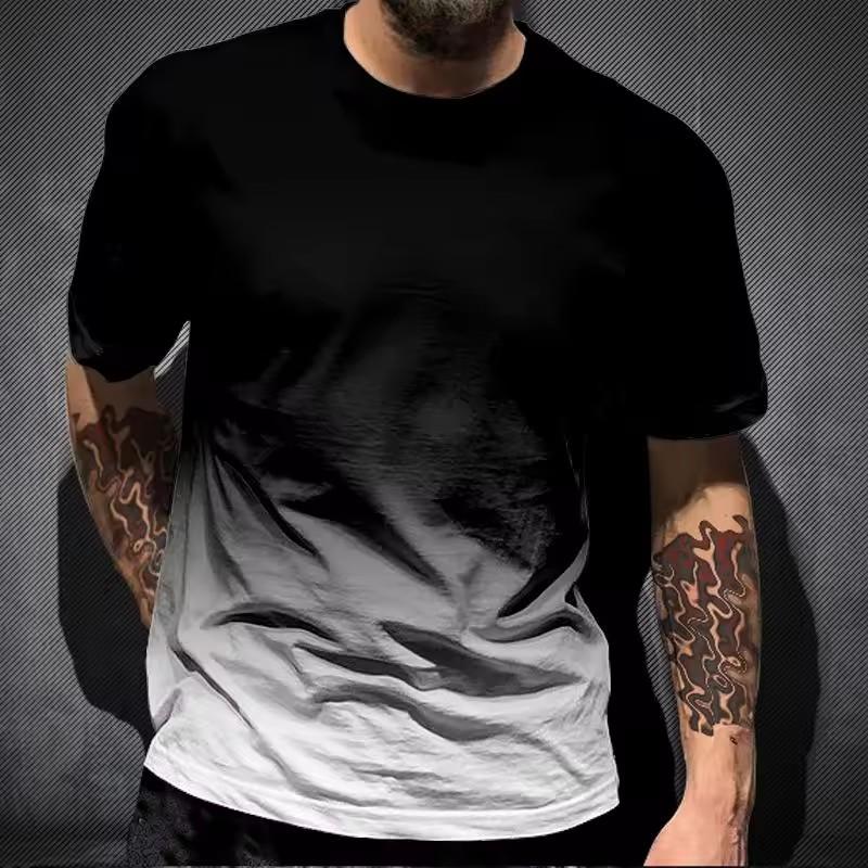 Simple Gradient T Shirts For Men Trend Summer Crew Neck Fashion 3D Printed Short Sleeve T-shirts Loose Casual Streetwear Tees