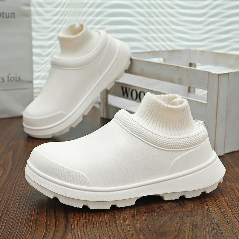 Rain boots, men's and women's couples, fleece, warm, lightweight, waterproof shoes, men's cotton shoes, car wash shoes, work shoes, women's shoes