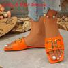 Metal Chain Flat Sandals For Women Summer Casual Nonslip Rubber Sole Comfortable Shoes