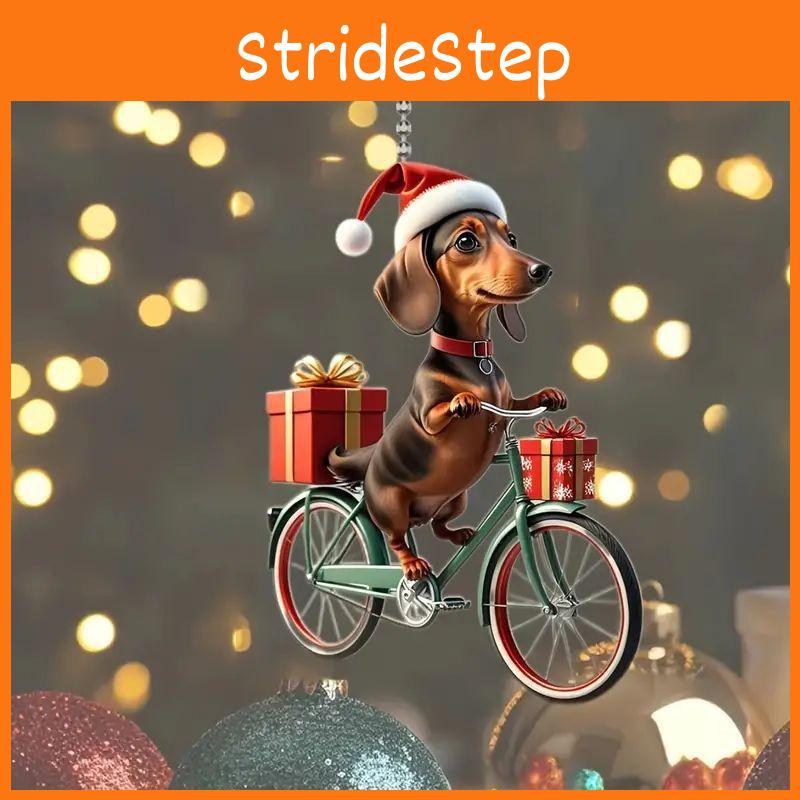 Christmas Dog Acrylic Pendant Car Ornament Cartoon Style For Auto Interior Decor