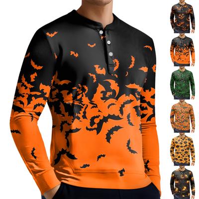Herren Casual Button-Down Sweatshirt Mode Bedrucktes Langarmshirt Pullover
