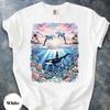 Dolphin and Orca Ocean Shirt, Tropical Sunset Sea Life T-Shirt, Marine Wildlife Graphic Tee