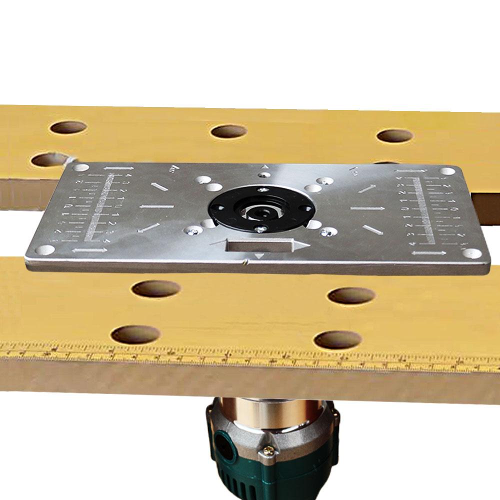 Aluminum Router Table Flip/Insert Plate with 4-Pack Router Insert Rings-Durable&Lightweight Wood Router Tool