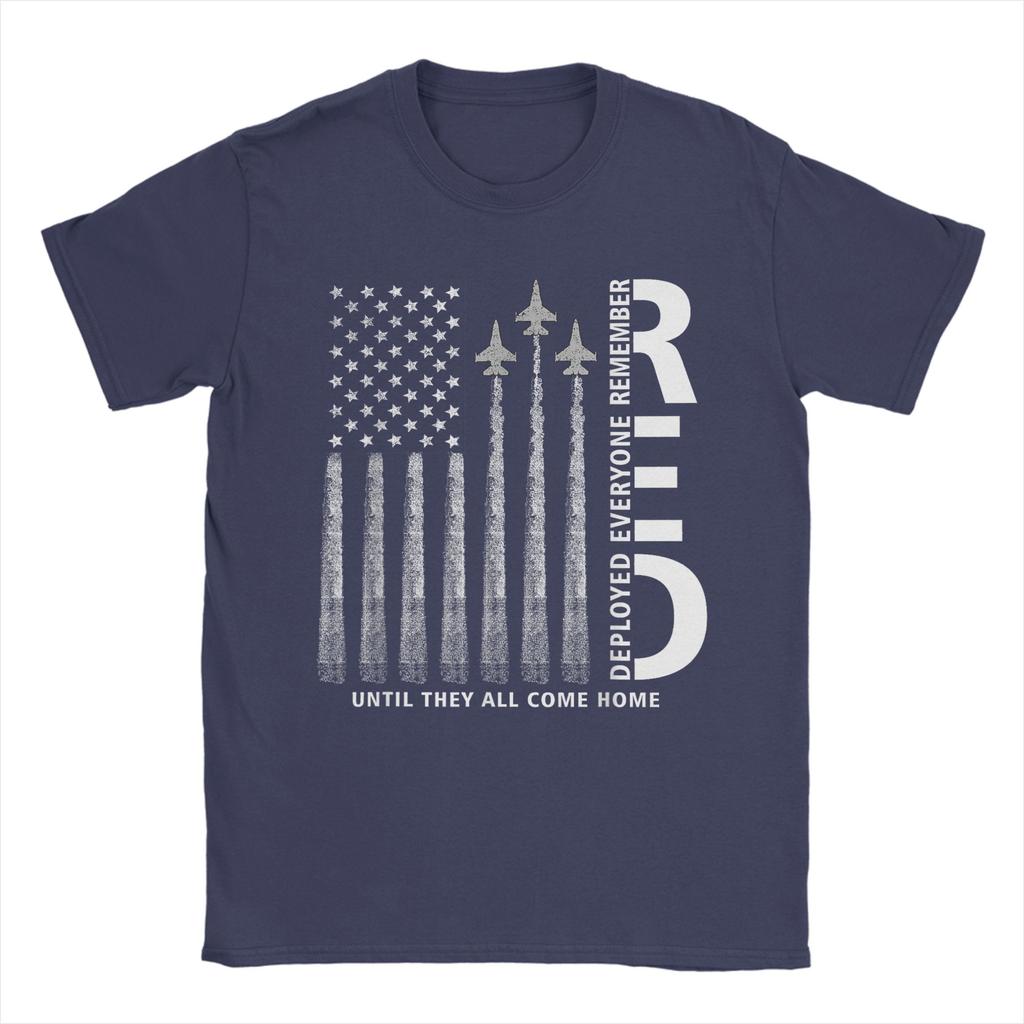 Remember Everyone Deployed RED Friday Military American Flag Unisexs T Shirts Tees Short Sleeve Round Neck TShirts Clothing