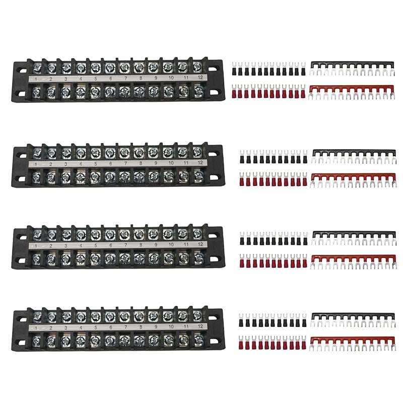 Dual Terminal Blocks – 2 Sets of 2/4/6-Position Strips with Jumpers & Connectors for Enhanced Electrical Wiring and Power Distribution