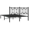 Metal Bed Frame with Headboard Black 140 X 190 Cm