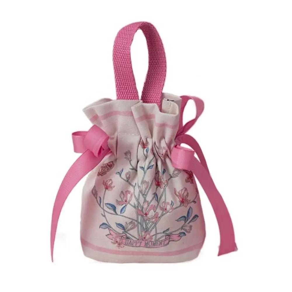 Sacs Cadeaux de Noël Toile Fleur Cordon de Serrage Sac d'Emballage Noël Mariage Bonbons Bijoux Emballage Sac Cadeaux Boîte à Sucre