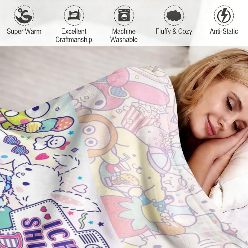 Vintage Sanrio Flannel Fleece Blanket Soft Warm Fluffy Throw Cute Sofa Bed Cover Office Nap Shawl Lightweight Blanket Fans Gift