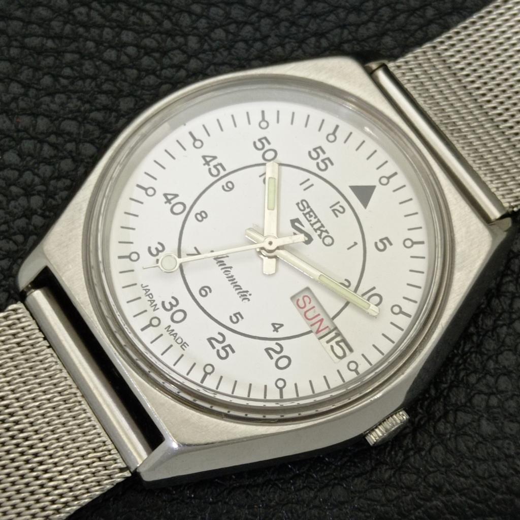 SEIKO 5 AUTOMATIC 6309A JAPAN MENS VINTAGE WHITE COLOR DIAL WATCH a701511-5 R206b-a701511