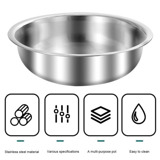 Large Capacity Dough Kneading Basin Stainless Steel Mixing Bowl, Kitchen Prep Bowl for Baking Washing Vegetables, Heavy Duty Home Flat Bottom Soup Pot