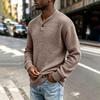 Men's V-Neck Knit Pullover Sweater with Long Sleeve for Fall and Winter