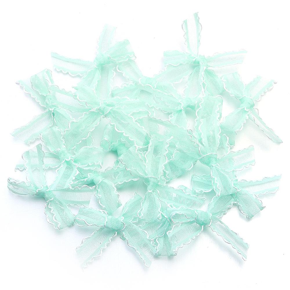 20pcs/pack 3.5X4cm Gauze Bows Colorful Small Size Satin Ribbon Bowknot Flower for Craft Handwork DIY Party Decoration Supplies