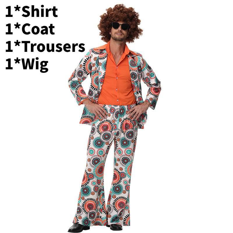 Disco Dj Hippie Costume For Unisex Party Cosplay With Spandex Material