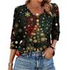 Women's Fashionable Casual Christmas Printed V-neck Top