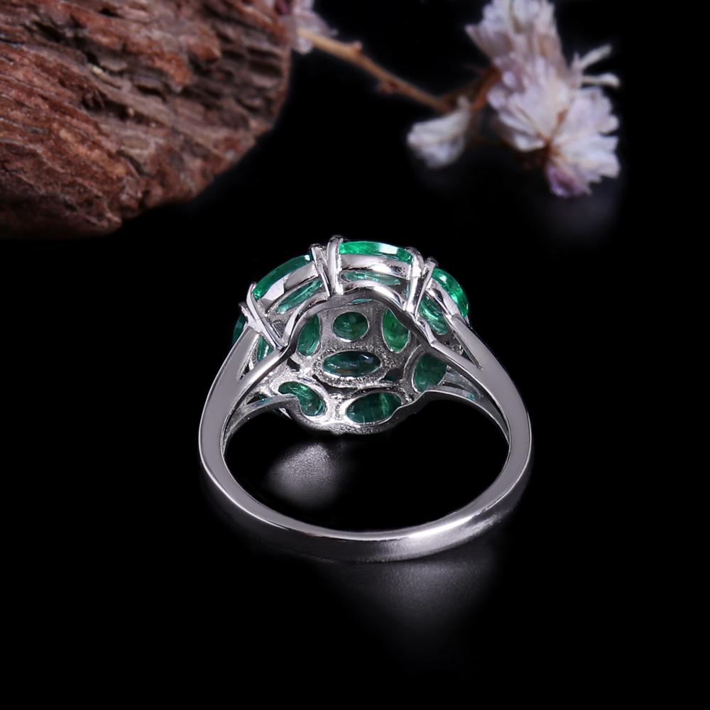 Light luxury 925 sterling silver ring real gemstone Natural oval zambia Emerald fine jewelry elegant and noble gift for women