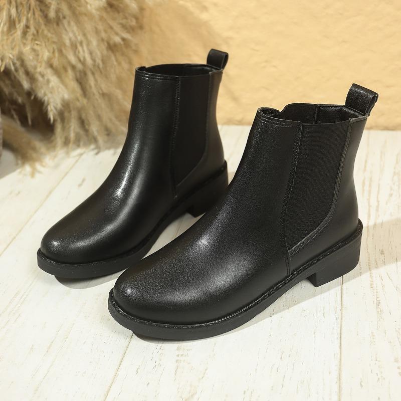 

Women S Fashion Thick Heel Cotton Boots Winter New Round Head Sleeve Thick Sole Non-Slip Short Boots 42