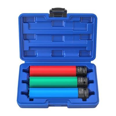 Impact Socket Set 3 Piece For Car Truck Tire Dismounting Alloy Steel Construction Extended Length 17mm 19mm 21mm Socket