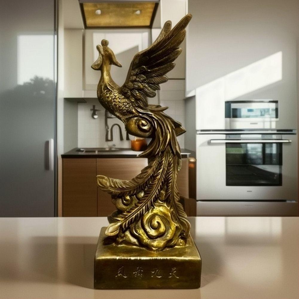 

Phoenix Dancing in the Sky Copper Ornament - Full Copper Phoenix Figurine for Home Decoration, Exquisite Decorative Piece