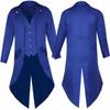 2018 European and American Men's Solid Color Long Fashion Punk Retro Tailcoat Uniform Dress Coat